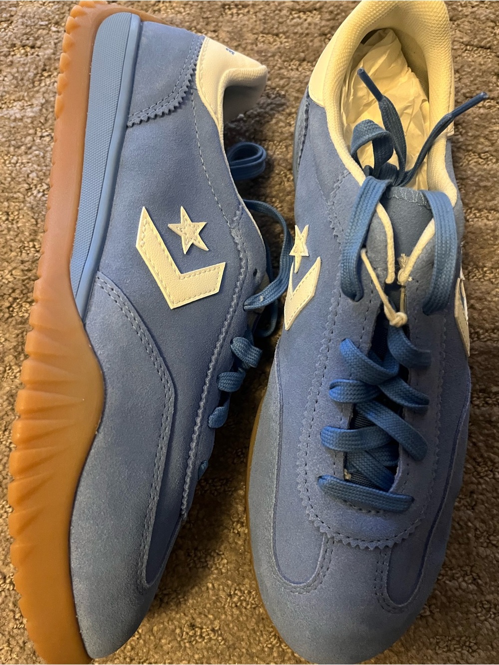 Converse Men’s Light Blue Suede Sneakers with Gum Sole
